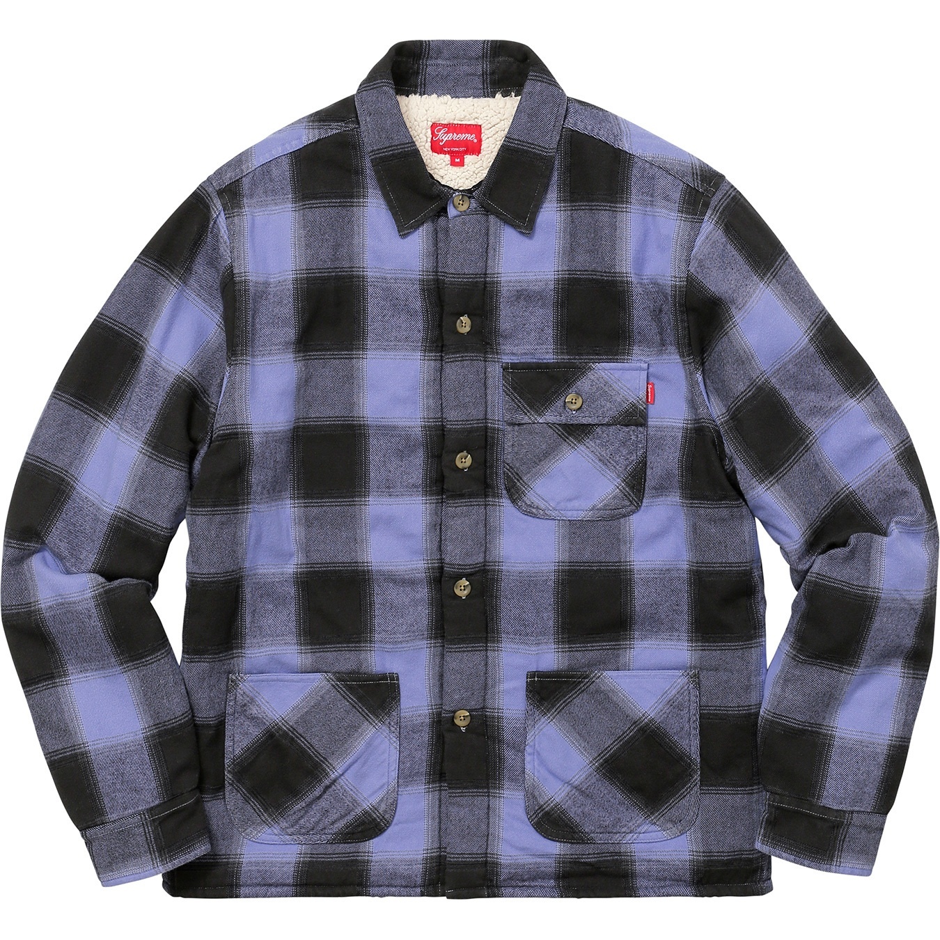 Buffalo Plaid Sherpa Lined Chore Shirt view 8